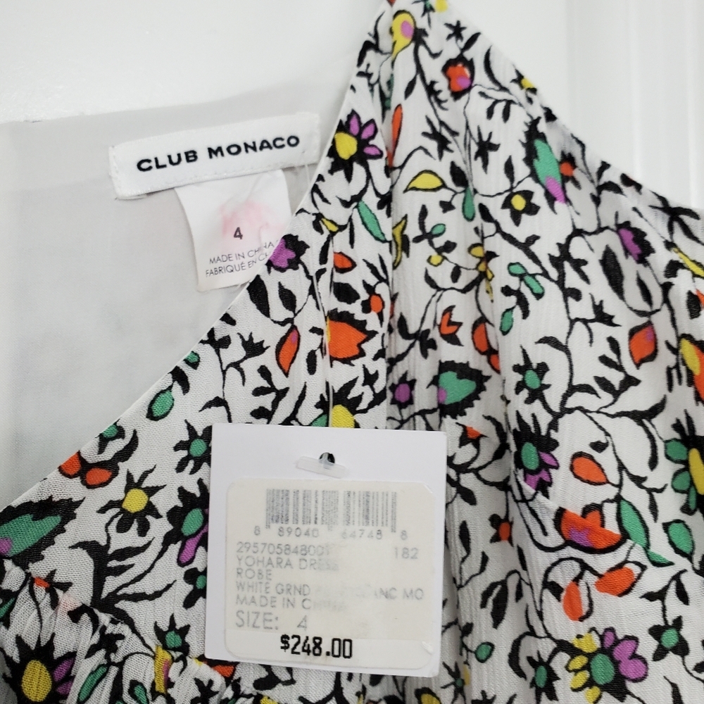 NWT Club Monaco Yohara Dress Midi 4 Floral Ruffle Lined - Picture 6 of 6